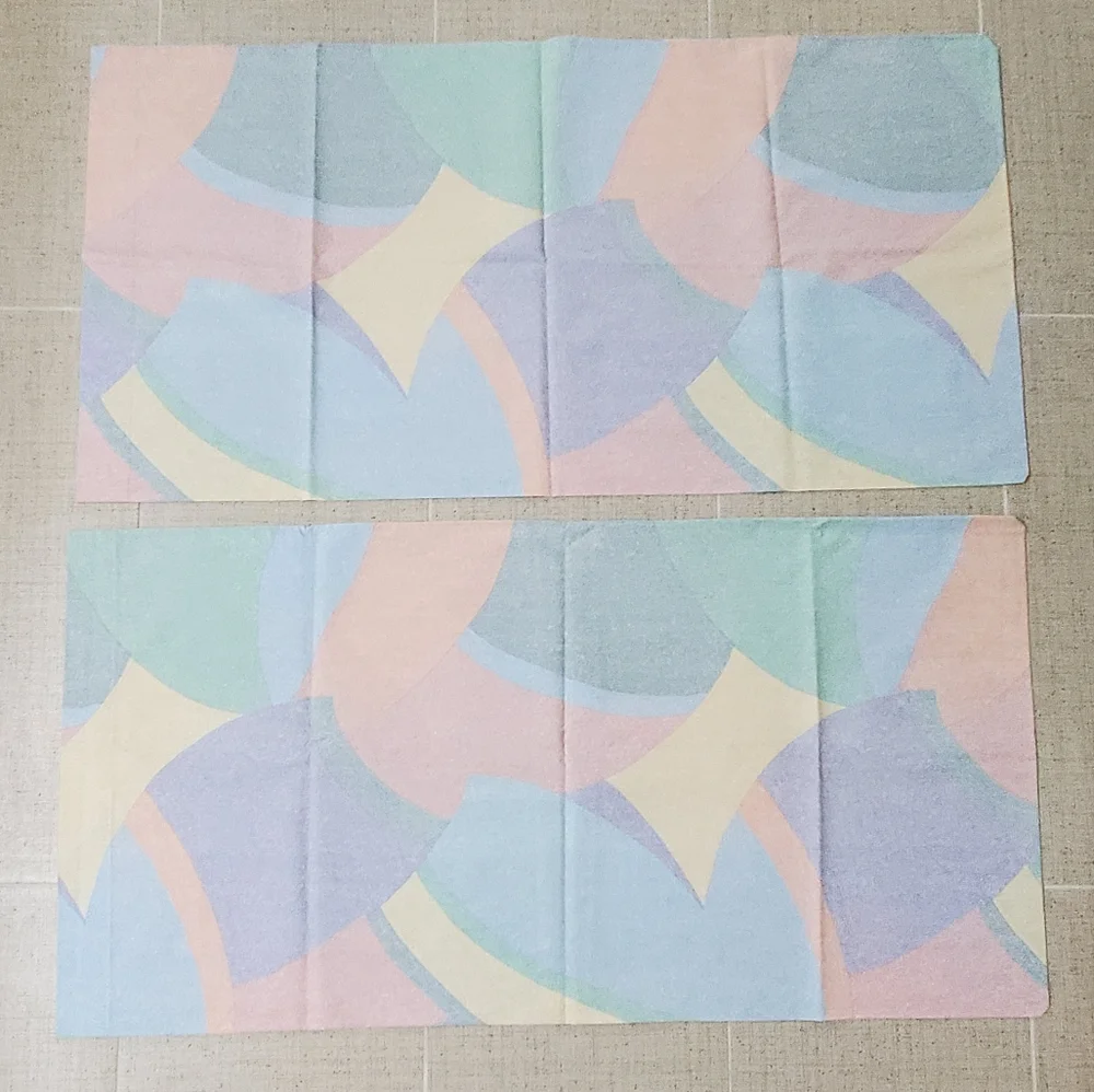 Vintage Springs Industries Pastel King Pillow Case Set 2, Pink/Purple, Like New